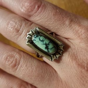 Meg girard spider web turquoise ring Size 6.5